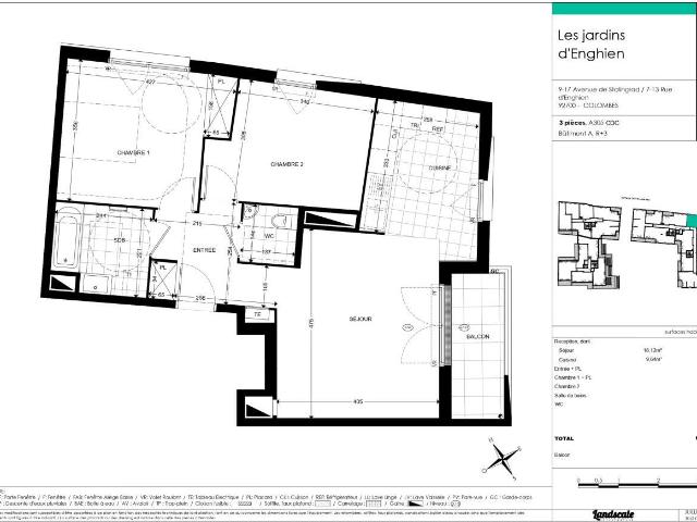 Appartement 3 pièces 65 m²