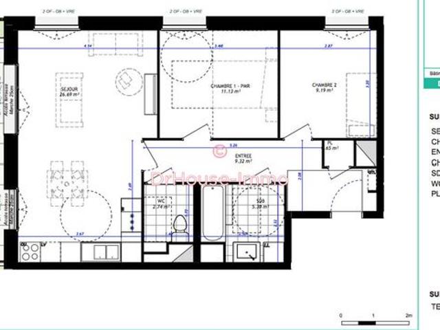 Appartement 3 pièces 65 m²
