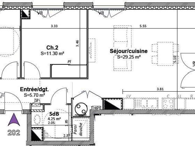 Appartement 3 pièces 65 m²