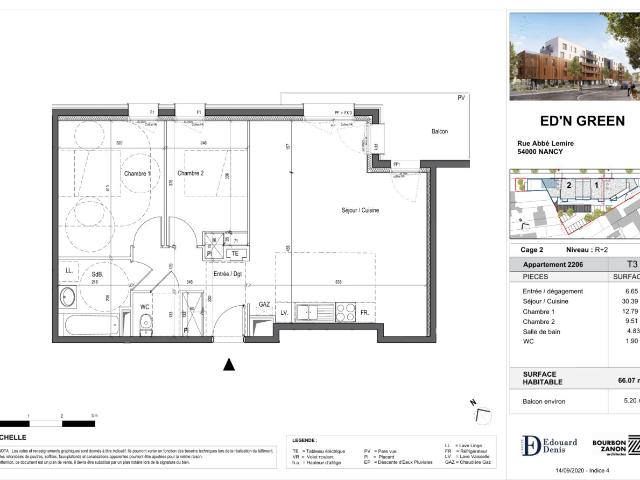 Appartement 3 pièces 66 m²