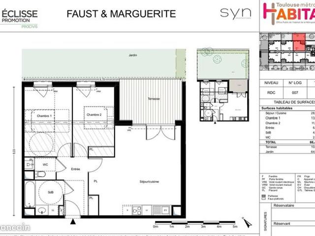 Appartement 3 pièces 66 m²