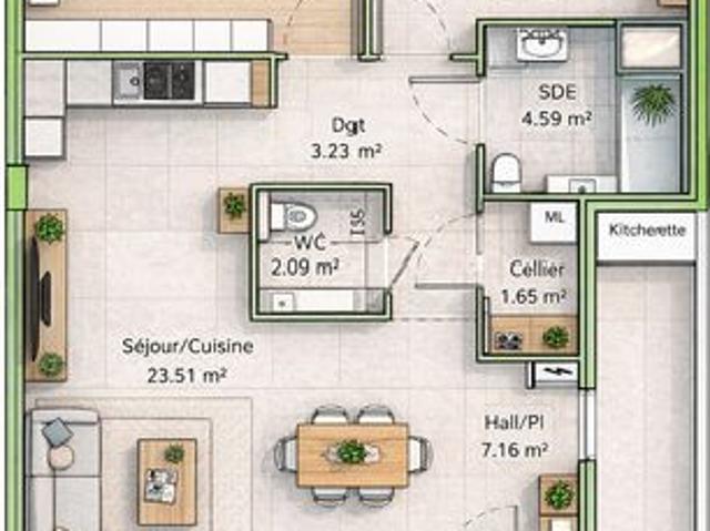 Appartement 3 pièces 66 m²