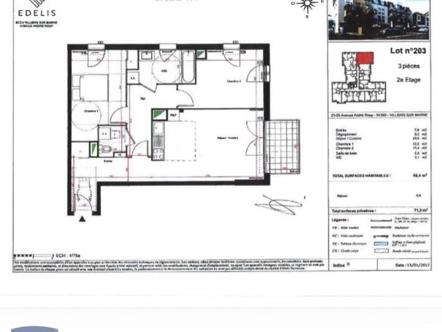 Appartement 3 pièces 66 m²