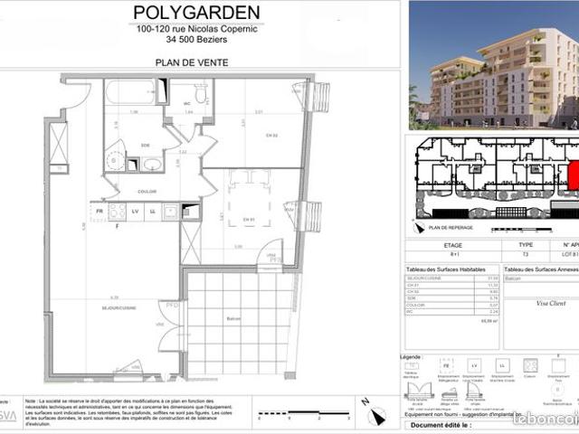 Appartement 3 pièces 66 m²