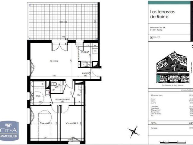 Appartement 3 pièces 68 m²