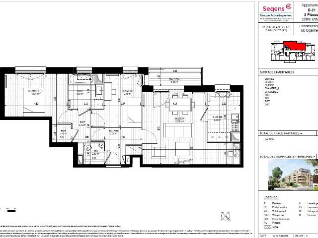 Appartement 3 pièces 68 m²