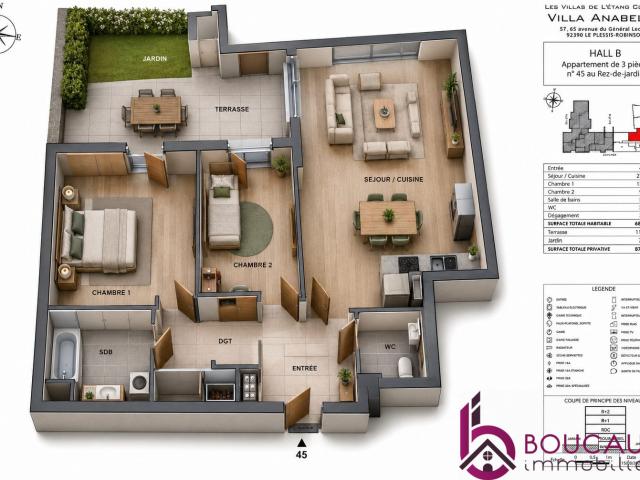 Appartement 3 pièces 68 m²