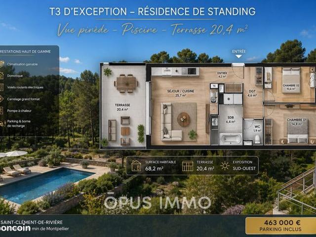 Appartement 3 pièces 68 m²