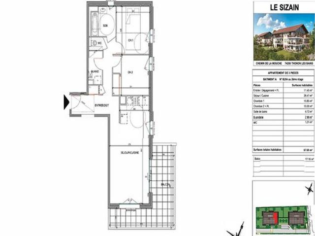 Appartement 3 pièces 68 m²
