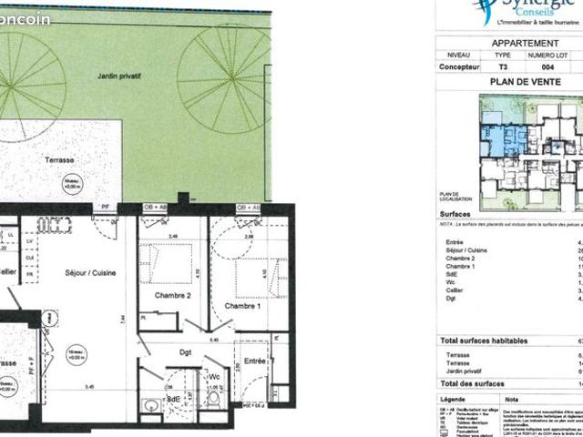 Appartement 3 pièces 68 m²