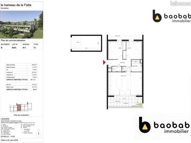 Appartement 3 pièces 68 m²