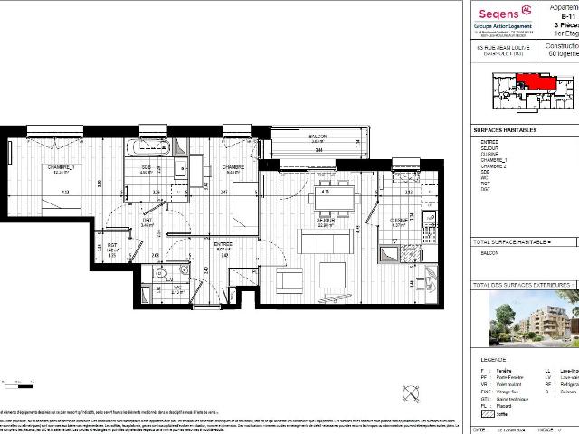 Appartement 3 pièces 68 m²