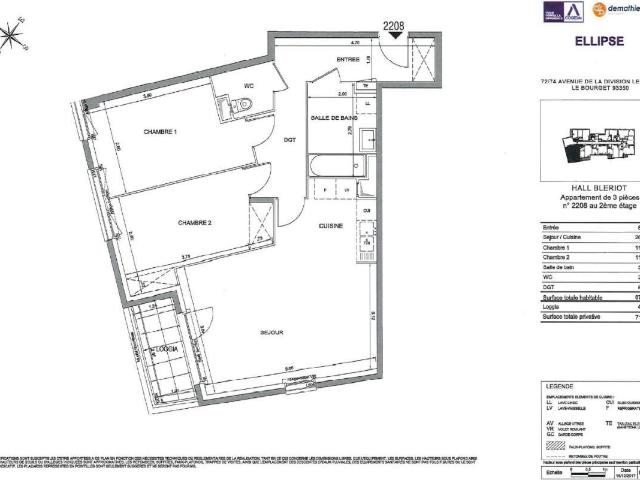 Appartement 3 pièces 68 m²