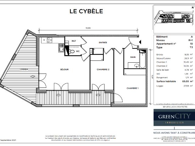 Appartement 3 pièces, 69 m² à louer à Toulouse 31400
