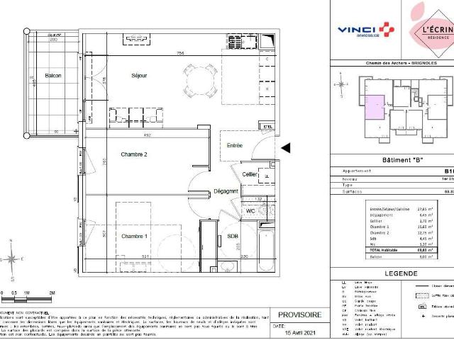 Appartement 3 pièces, 69 m² à louer à Brignoles 83170