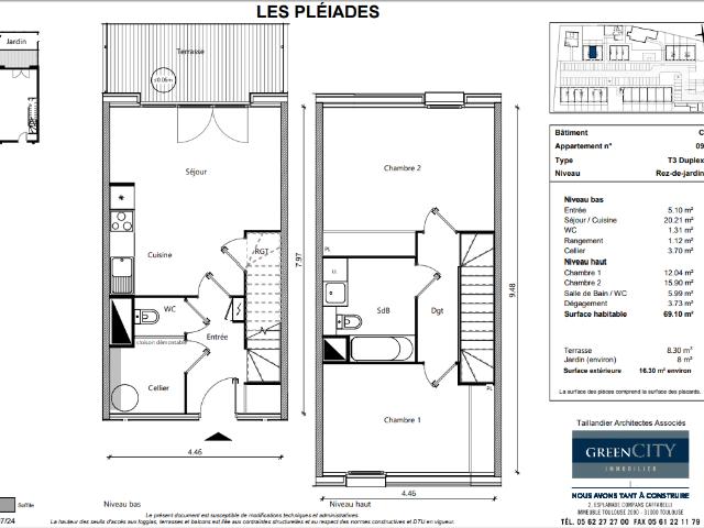 Appartement 3 pièces, 69 m² à louer à Mondonville 31700