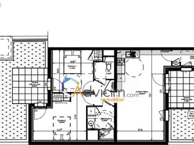 Appartement 3 pièces 69 m²