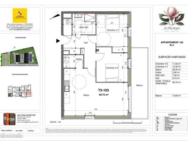 Appartement 3 pièces 69 m²
