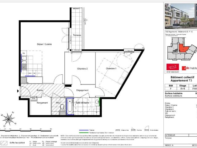 Appartement 3 pièces 69 m²