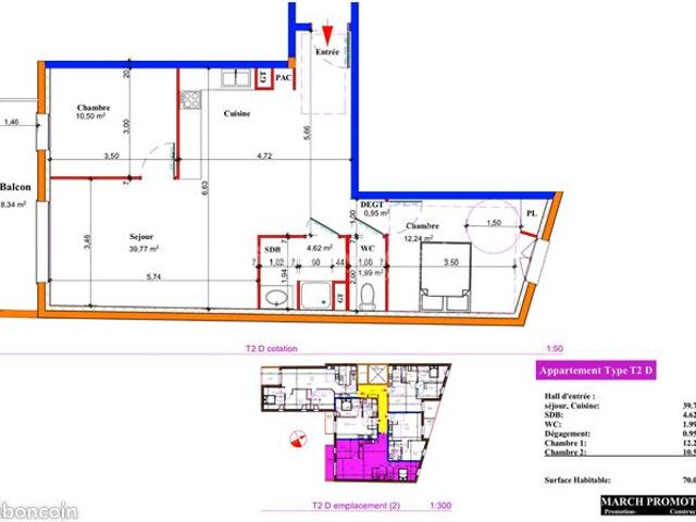 Appartement 3 pièces 70 m²