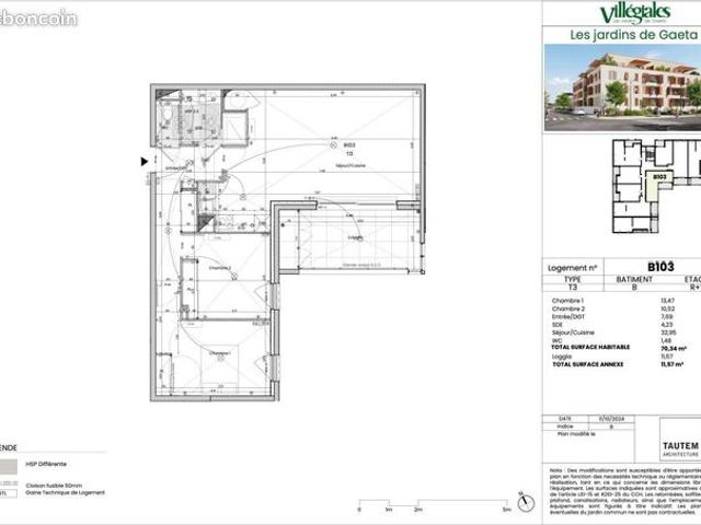 Appartement 3 pièces 70 m²