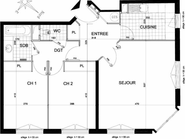 Appartement 3 pièces 70 m²