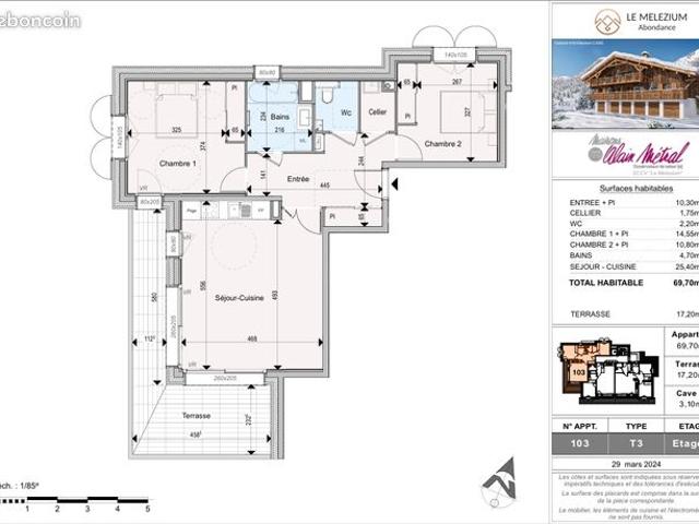 Appartement 3 pièces 70 m²