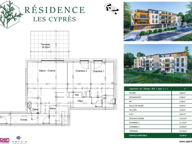 Appartement 3 pièces 71 m²