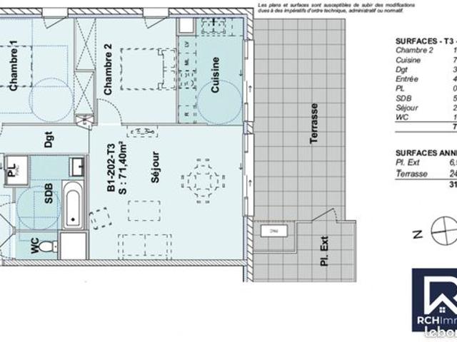 Appartement 3 pièces 71 m²