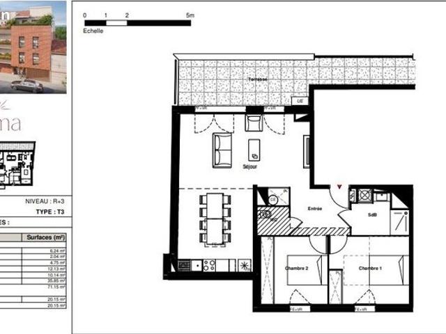 Appartement 3 pièces 71 m²
