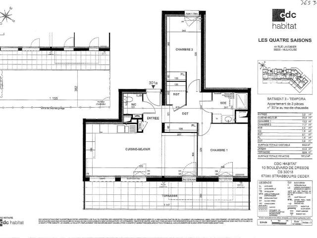Appartement 3 pièces 71 m²