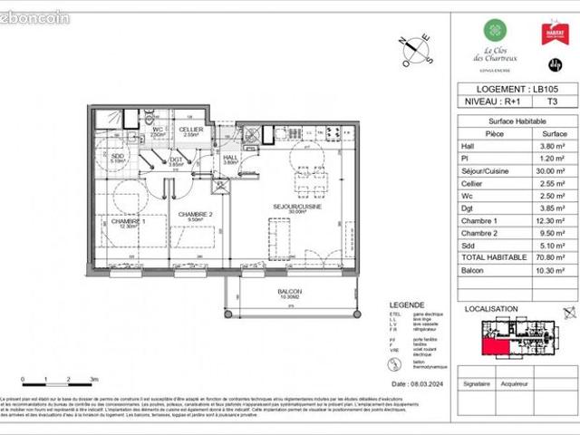 Appartement 3 pièces 71 m²