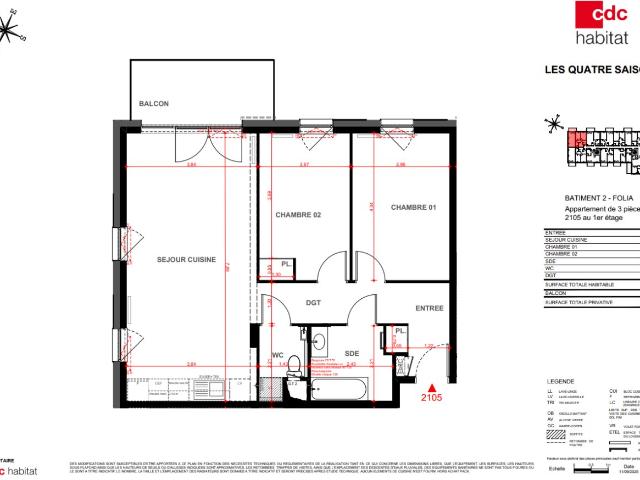 Appartement 3 pièces 71 m²