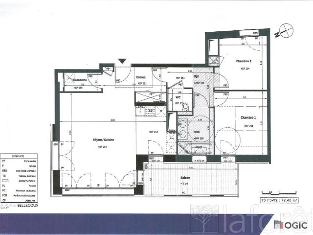 Appartement 3 pièces, 72 m² à louer à Lyon 2 69002