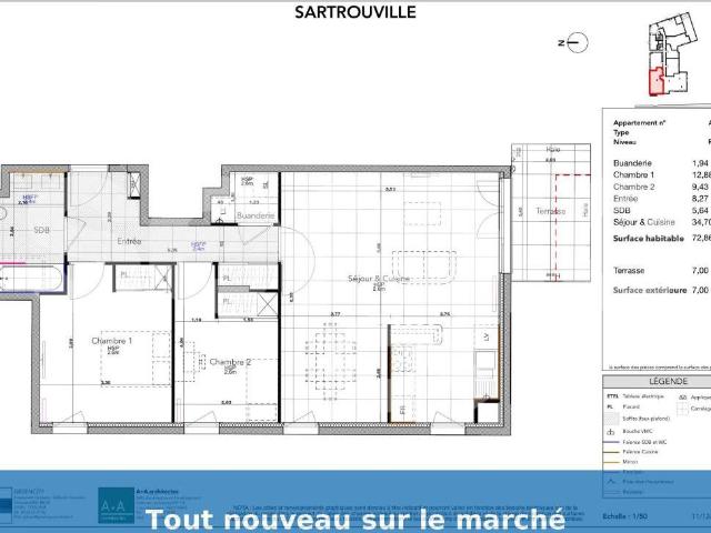 Appartement 3 pièces 72 m²