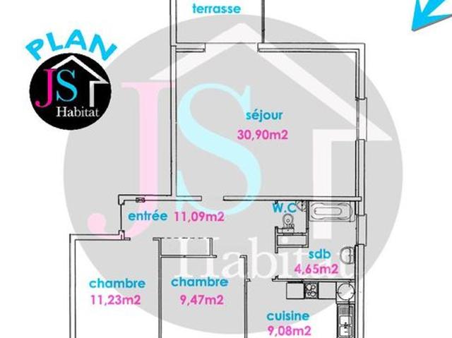 Appartement 3 pièces 77 m²