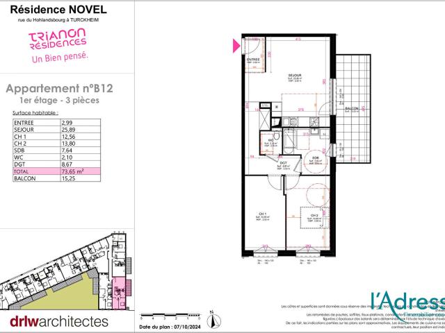 Appartement 3 pièces 74 m²