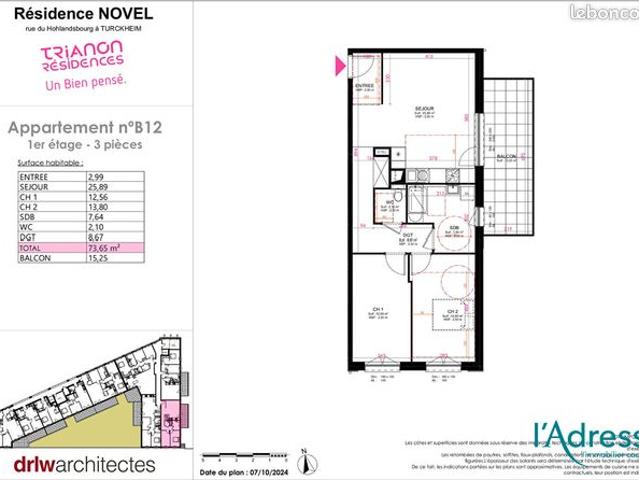 Appartement 3 pièces 74 m²