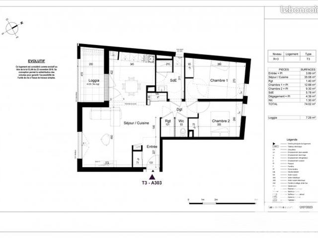 Appartement 3 pièces 74 m²