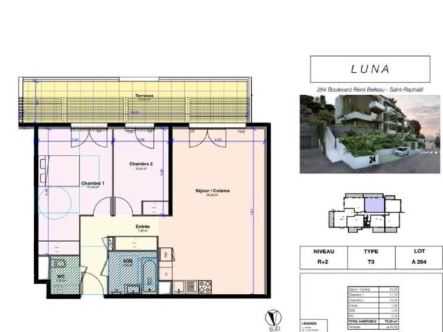 Appartement 3 pièces, 75 m² à louer à Saint Raphaël 83700