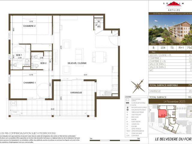 Appartement 3 pièces 75 m²
