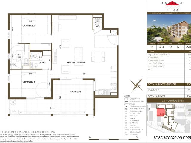 Appartement 3 pièces 75 m²