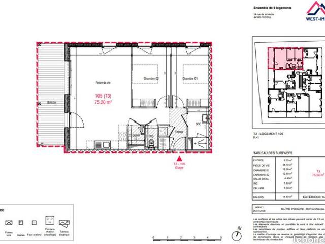 Appartement 3 pièces 75 m²