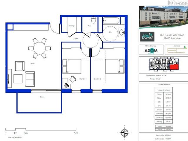 Appartement 3 pièces 76 m²