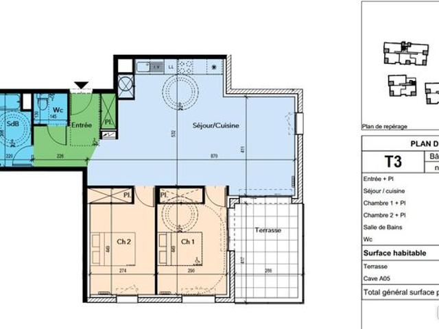 Appartement 3 pièces 78 m²