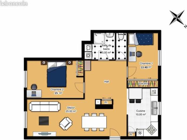 Appartement 3 pièces 78 m²
