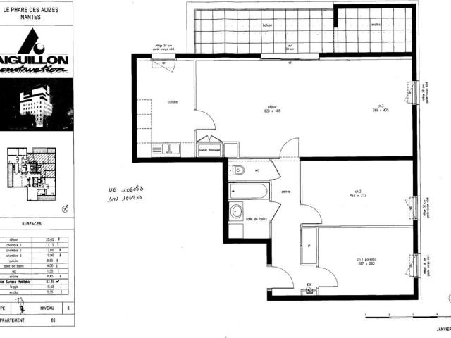 Appartement 3 pièces, 83 m² à louer à Nantes 44000