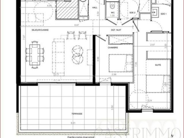 Appartement 3 pièces 83 m²