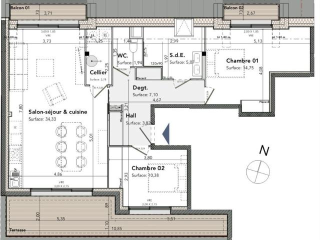 Appartement 3 pièces, 80 m² à louer à Le Relecq Kerhuon 29480