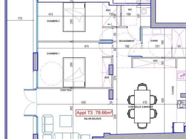 Appartement 3 pièces 80 m²